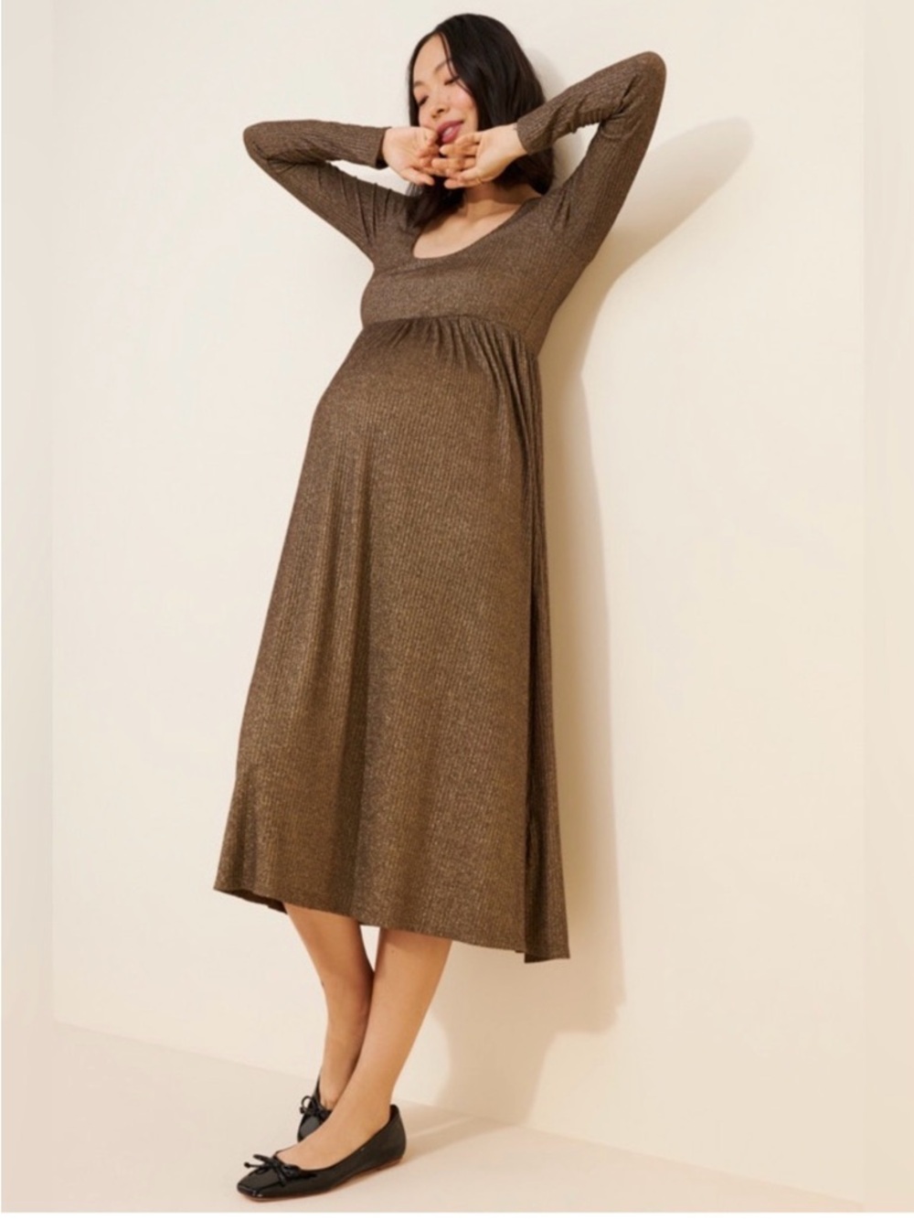 Hatch Maternity Phoebe Dress in Neutral - Size 3 (L/XL)